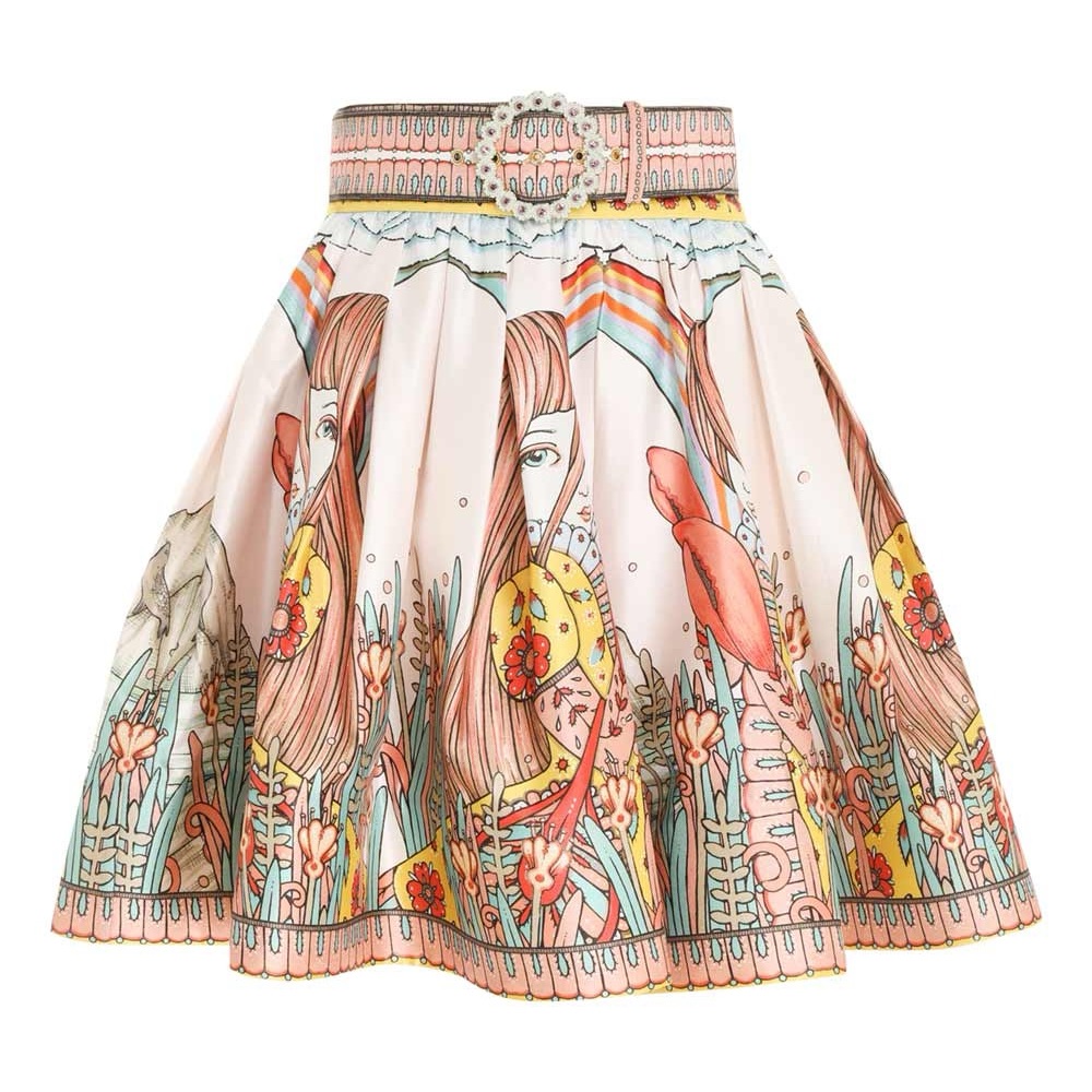 Zimmermann Cancer Zodiac Print Silk Miniskirt Nwt Size Au 4 ( Us 10 To 12)